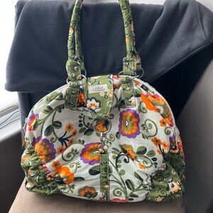 Sisters by Longaberger Green and Orange Floral Tote